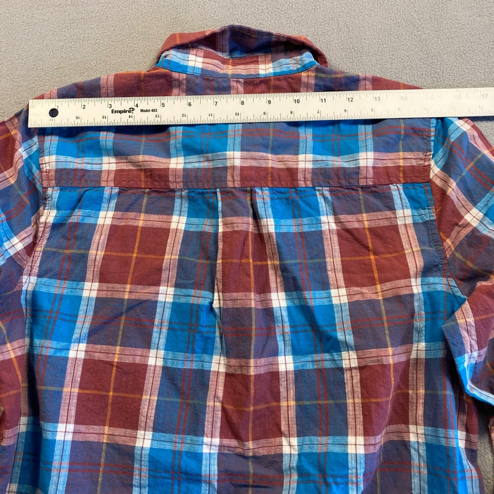 Thereabouts Button-Down Shirt Boys Extra Large Blue Maroon Plaid No Stretch - Picture 8 of 9